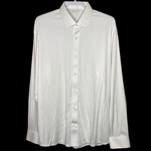 Collars & Co Polo Shirt Men XL White Long Sleeve Button Up Dress Collar NEW